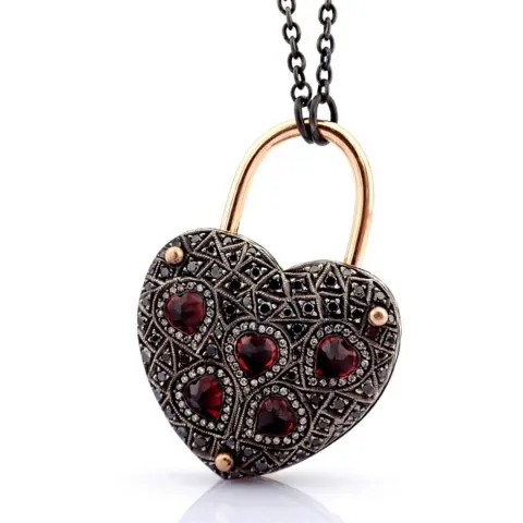 Convertible clasp necklace embellished with gold, colorful stones, and diamonds on silver