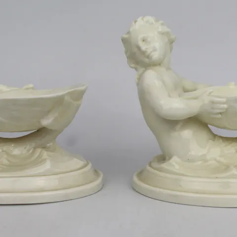Pair of Royal Worcester Blanc de Chine Salt Dishes 349 c.1962/63