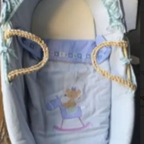Brand New Boxed Wicker Moses Basket Blue