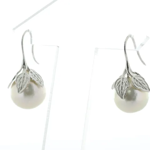 12.0mm Round Ming Pearl Drop Silver Earrings