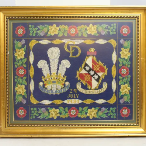 Tapestry Commemorating the Marriage of Charles & Diana 1981 Framed