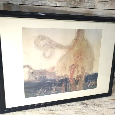 Black Ebonised Framed César Manrique Print by the Famous Spanish Artist. 75cm x 55cm Rrp £99