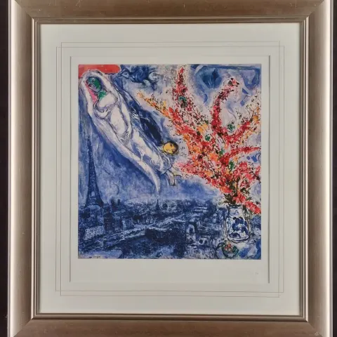 Marc Chagall Limited Edition "Flowers Over Paris "One of Only 50 Worldwide