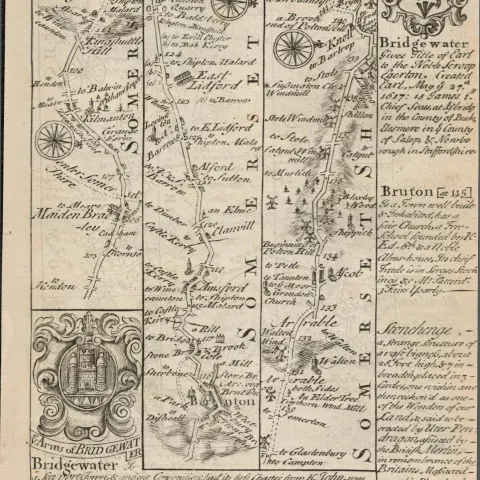 Britannia Depicta E Bowen c1730 Map Stonehenge Bridgwater Torrington Moulton.