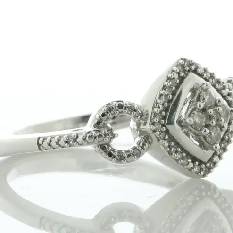 9ct White Gold Cluster With Halo And Shoulders Ring 0.17 Carats