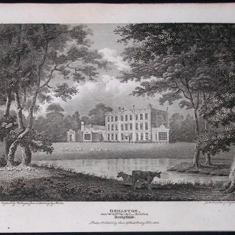Osmaston Derbyshire Antique 223 Years-Old Georgian Steel-Engraving-299