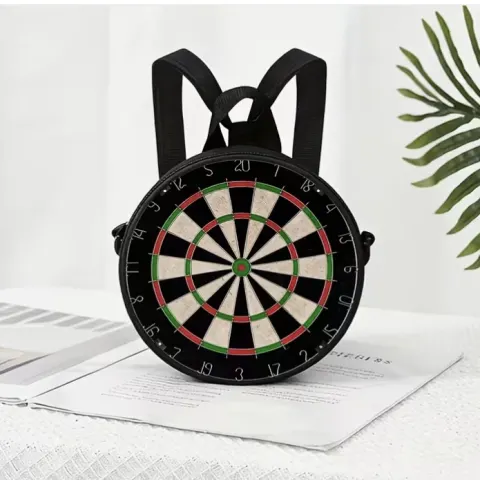 Women’s Round Crossbody Bag – Dartboard Print Circular Handbag With Adjustable Strap