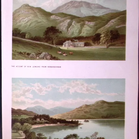 Scotland Rowardennan & Tarbet Loch Lomond Antique Coloured Print-38