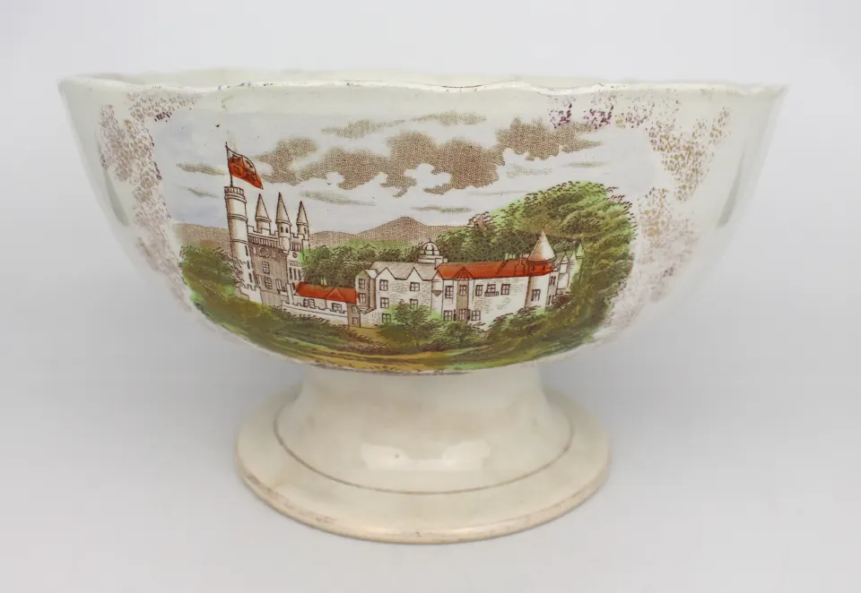 Antique Victoria Glasgow Pottery Footed Punch Bowl