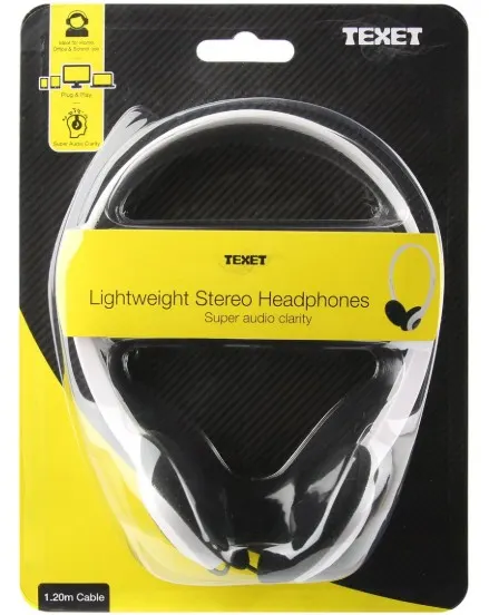9 x Texet Lightweight Stereo Headphones L5a