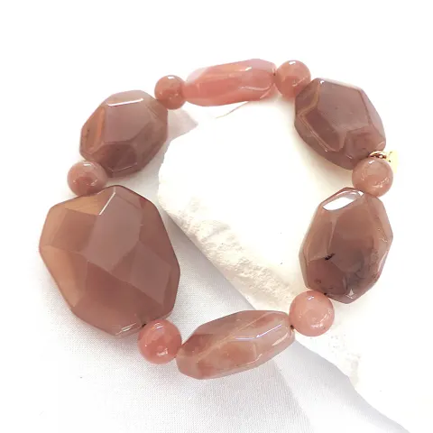 Lola Rose London Chunky Stretch Pink Mink Quartz Bracelet - New