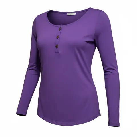 Ladies Purple 3 Button Top - XXL