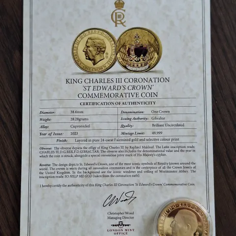 King Charles III Coronation 'St Edward's Crown' Commemorative Coin.