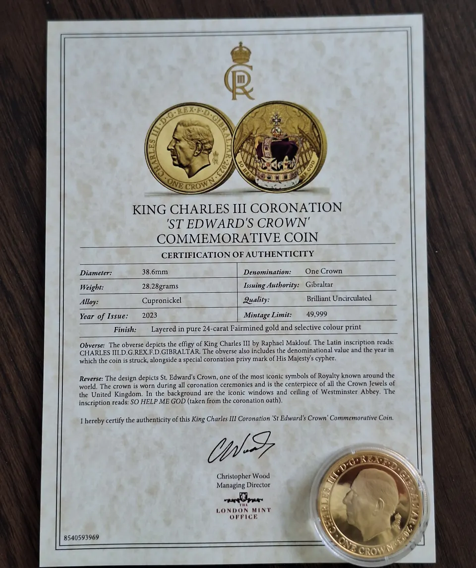 King Charles III Coronation 'St Edward's Crown' Commemorative Coin.