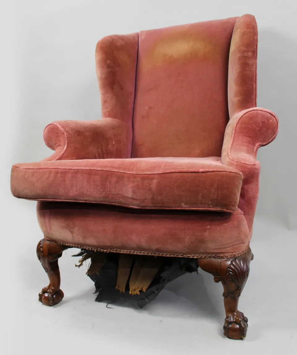 Early 20th c. Ball & Claw Upholstered Armchair