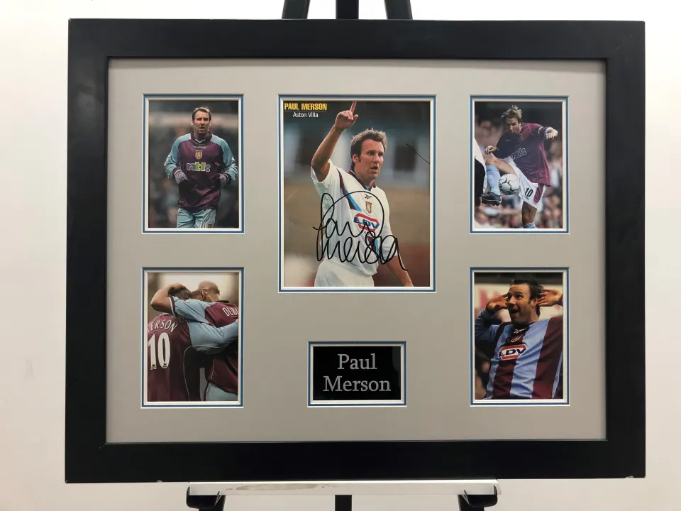 PAUL MERSON framed original signature presentation.