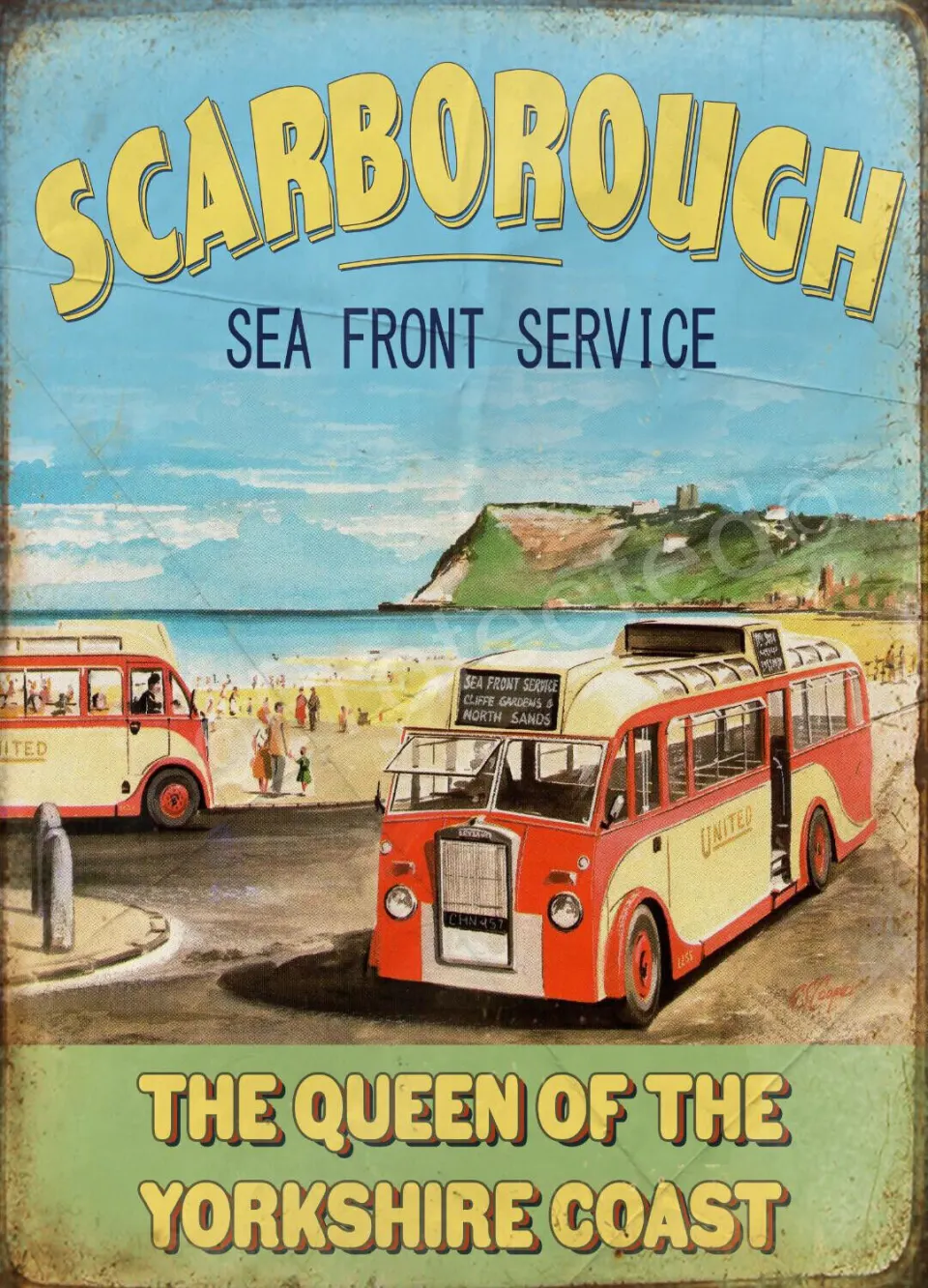 Scarborough The Queen Of The Yorkshire Coast 1950's Nostalgic Metal