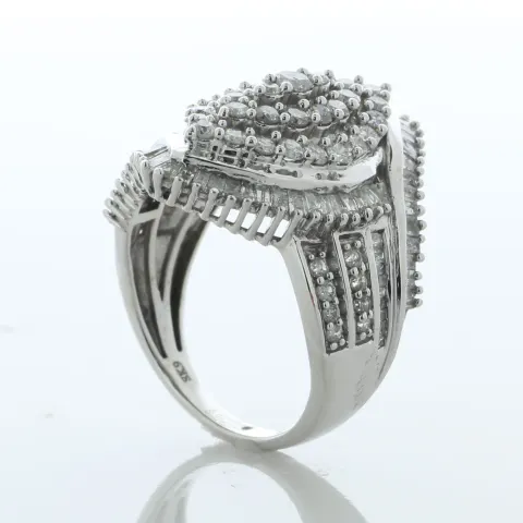 10ct White Gold Fancy Cluster Diamond Ring 2.00 Carats