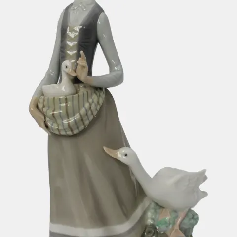 Lladro Girl with Geese Figurine