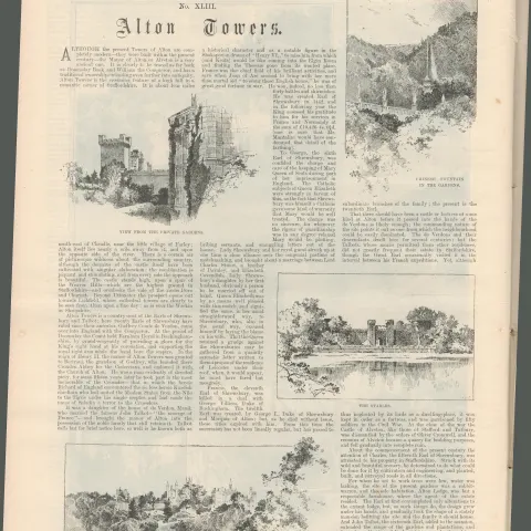 1898 Antique Newspaper Famous Places of Victorian England Alton Towers