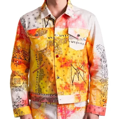 MJB Marc Jaques Burton Paisley Tie Dye Pax Denim Jacket, Online Price £719, Size XL (52).
