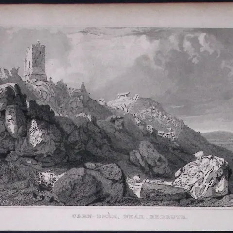 Cornwall Carn-Breh Near Redruth Antique 193 Years-Old Steel-Engraving-7