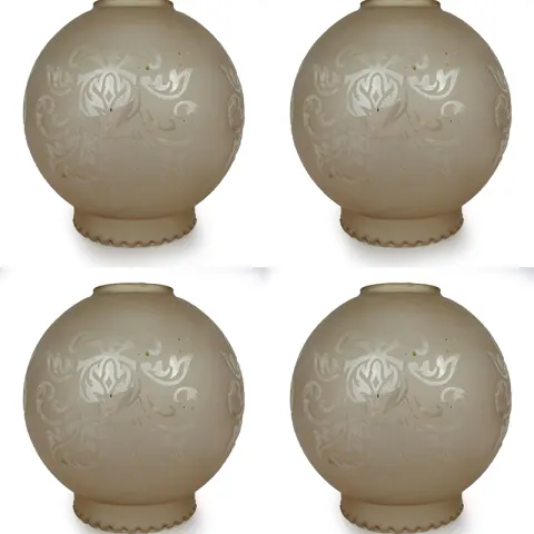 4 x Acid Etched Globular Glass Lampshades