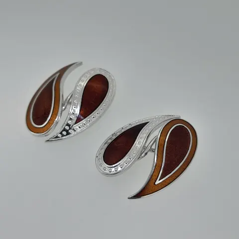 Hackett Designer Cuff Links. Oval Blue Enamelled and Rhodium Finish. High Quality, Measures 19 mm x