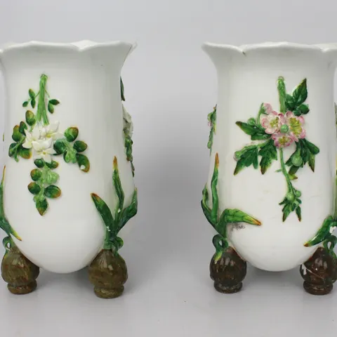 Pair of Antique Floral English Vases