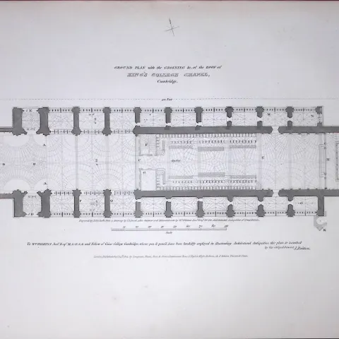 Kings College Cambridge Rare John Britton 191 Years-Old Antique Steel Engraving-9
