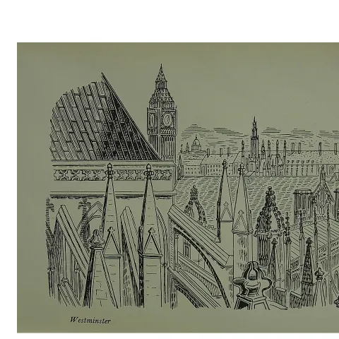 Edward Bawden Original Lithograph - London, Westminster