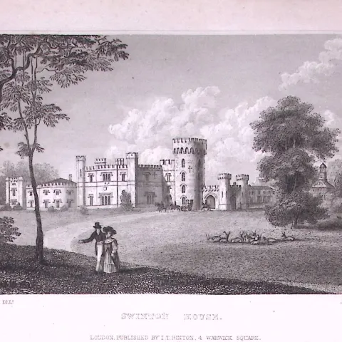 Swinton House Yorkshire 198 Years-Old Thomas Allen Antique Steel Engraving-12