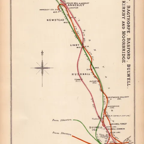 Annesley, Bagthorpe, Kirby Notts Antique Railway Diagram-143.