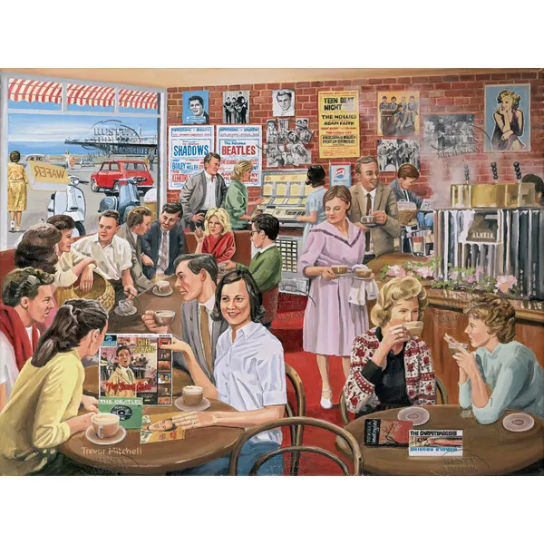 Seafront 1960's Café  Jukebox- Beatles- Pier & Sea Metal Wall Art