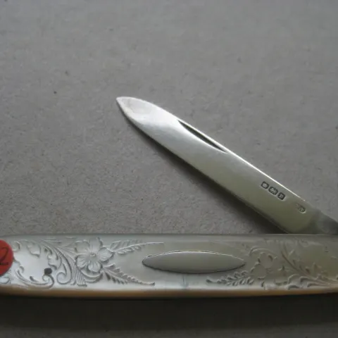 George V Mother of Pearl Hafted Silver Bladed Folding Fruit Knife
