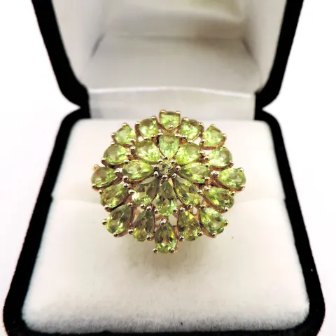 18K Gold Silver Peridot Ring 5.75 cts  New With Gift Pouch