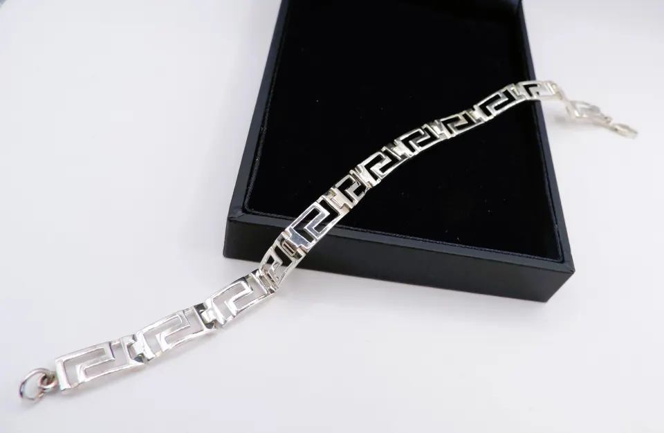 Vintage Sterling Silver Greek Key Bracelet With Gift Box