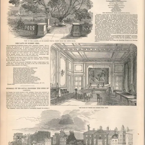 1850 Antique Newspaper Sir Robert Peel Funeral Procession.