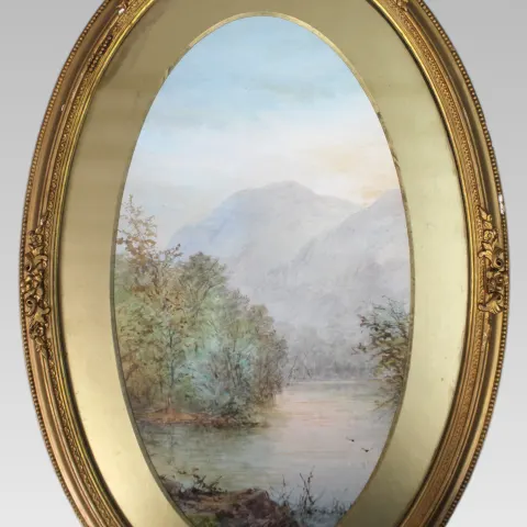 Antique Oval Watercolour of Torc Mountain