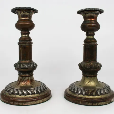 Pair of Antique Sheffield Plate Telescopic Candlesticks