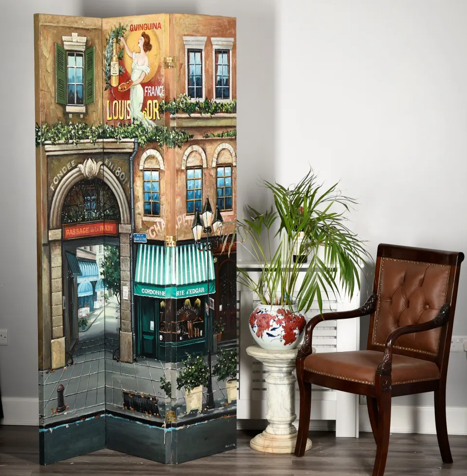 Original Hand Painted Folding Screen by American Artist Mark St. John.