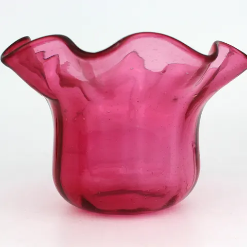 Antique Ruffled Edged Cranberry Glass Vase