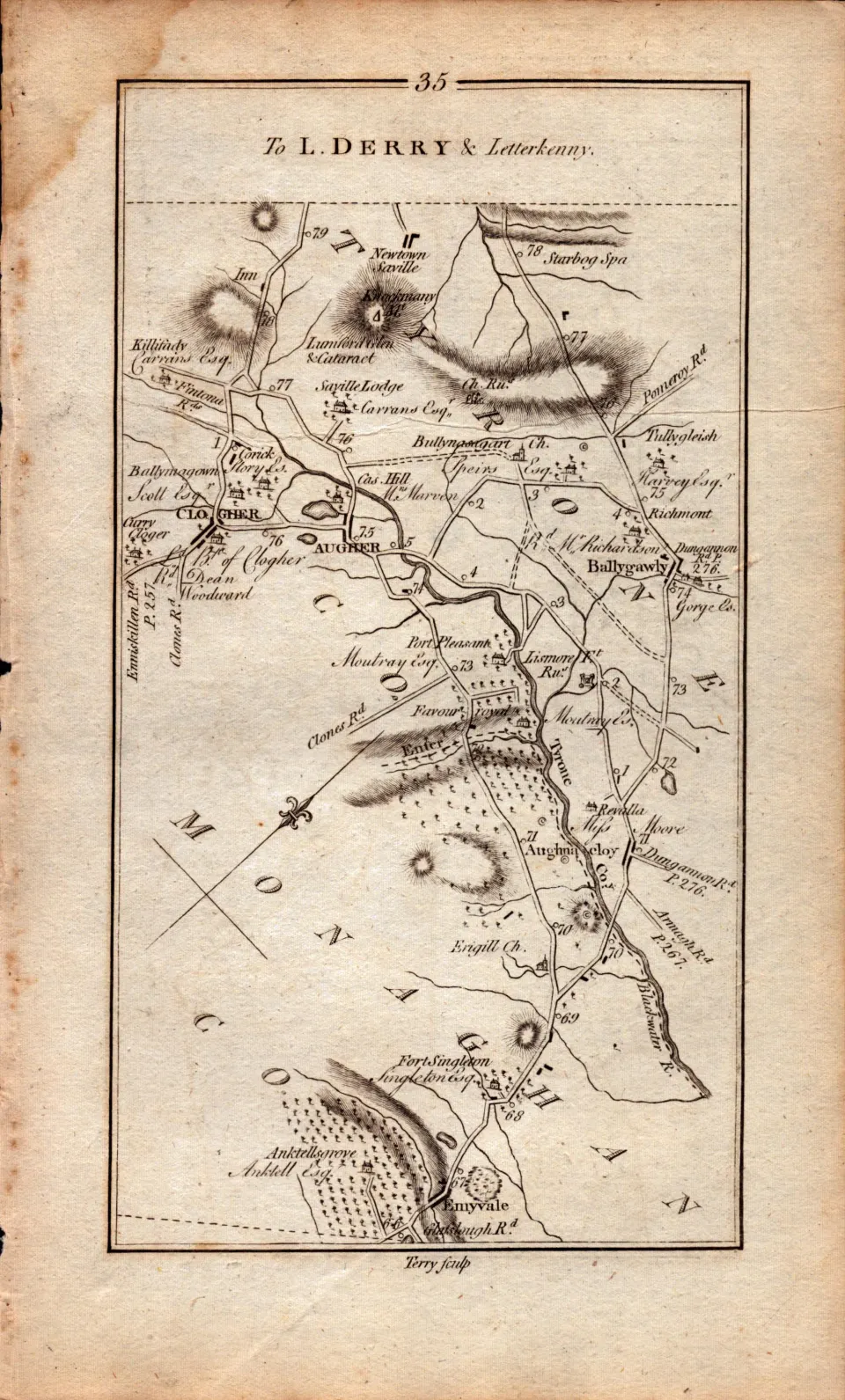 Ireland Rare Antique 1777 Map Londonderry Letterkenny Clogher Augher Strabane.