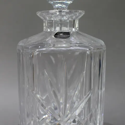 Vintage Royal Doulton Crystal Square Shaped Spirit Decanter