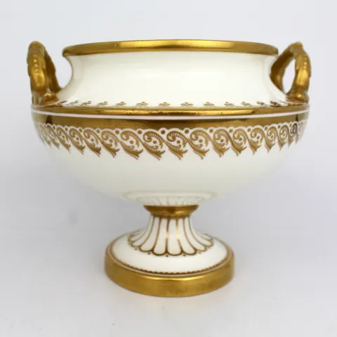 19th c. White & Gilt Two Handled Porcelain Urn