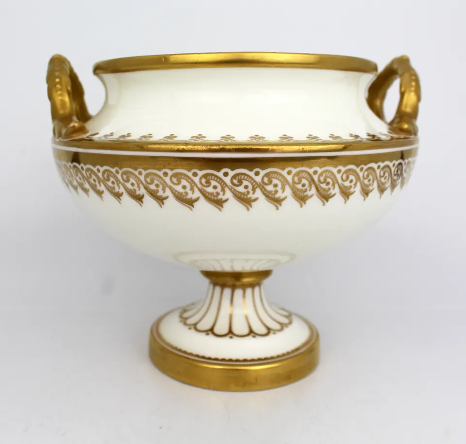 19th c. White & Gilt Two Handled Porcelain Urn