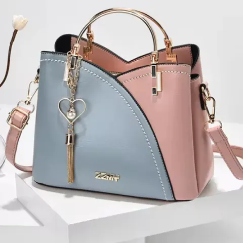 PU Leather Large Capacity Woman Handbag Grid Shoulder Bag Fashion Casual Luxury Designer Patchwork C