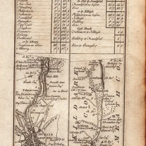 Ireland Rare Antique 1777 Map Dublin Maynooth Tullamore Galway Birr Athenry.