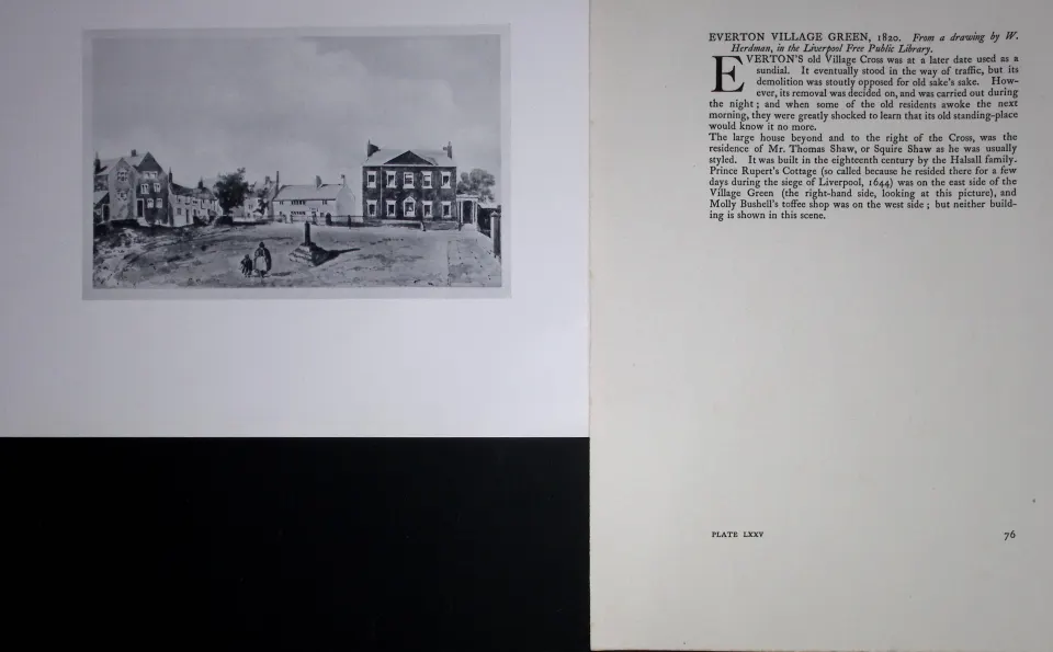 Liverpool Everton Village Green (1820) Published Antique 1913 Monochrome Print-23