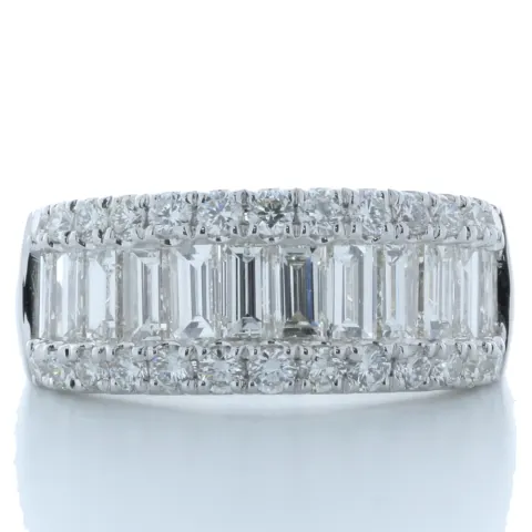 18ct White Gold Channel Set Semi Eternity Diamond Ring 2.34